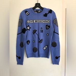 LOVE Moschino Blue Printed Sweater